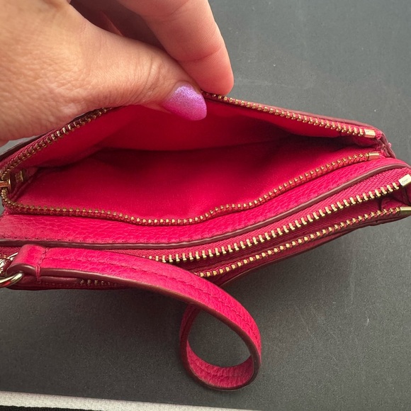 Coach Pink Leather Wristlet very clean tiny spot - Picture 3 of 5